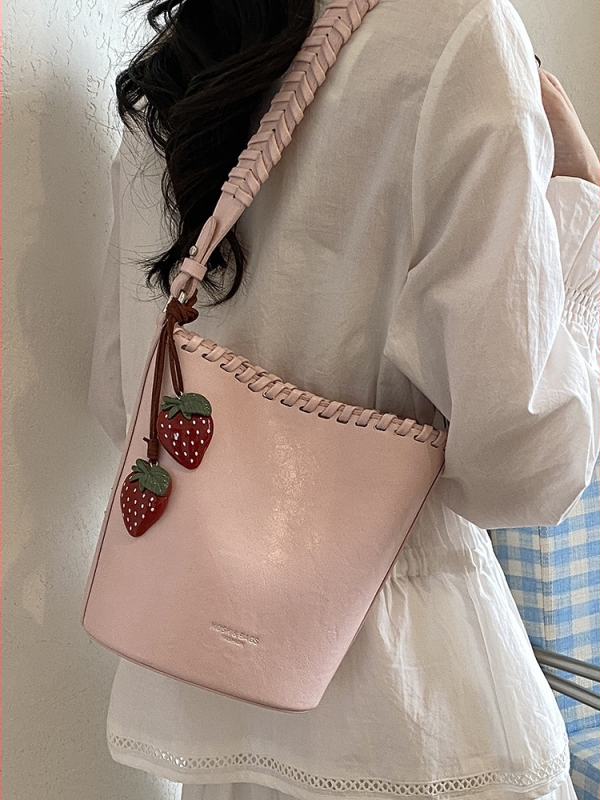 Vară 2026: Geantă bucket crossbody în stil coreean, culoare solidă, capacitate mare, piele PU, buzunar pentru telefon