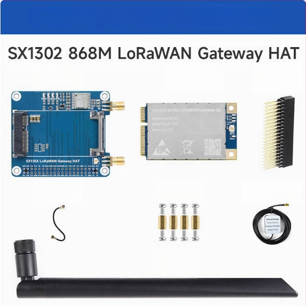 Raspberry Pi LoRaWAN SX1302/1303 gateway bővítőlap 868 MHz / 915 MHz