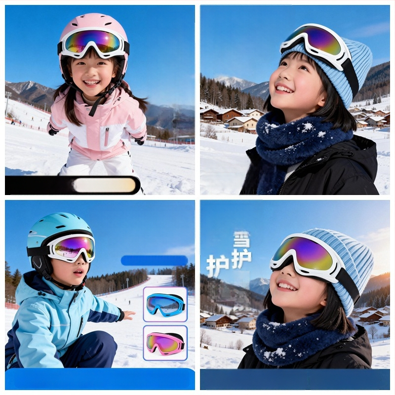 Ochelari de ski și ochelari de soare pentru zăpadă, rezistenți la vânt și călduroși pentru activități în aer liber, pentru adulți și copii