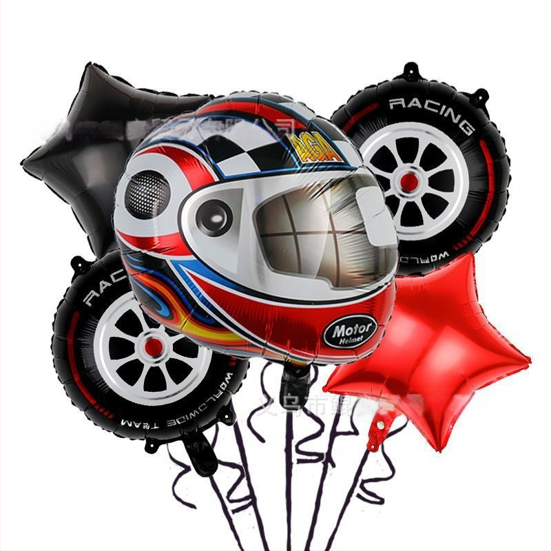 Set baloane din folie de aluminiu cu temă de curse, 18 inch, decor pentru petrecere de zi de naștere