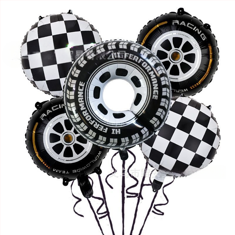 Set baloane din folie de aluminiu cu temă de curse, 18 inch, decor pentru petrecere de zi de naștere
