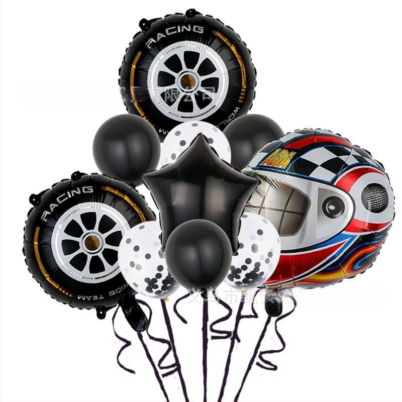 Set baloane din folie de aluminiu cu temă de curse, 18 inch, decor pentru petrecere de zi de naștere