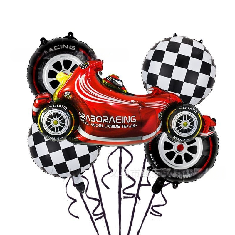Set baloane din folie de aluminiu cu temă de curse, 18 inch, decor pentru petrecere de zi de naștere