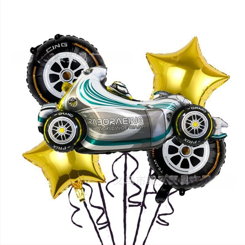 Set baloane din folie de aluminiu cu temă de curse, 18 inch, decor pentru petrecere de zi de naștere
