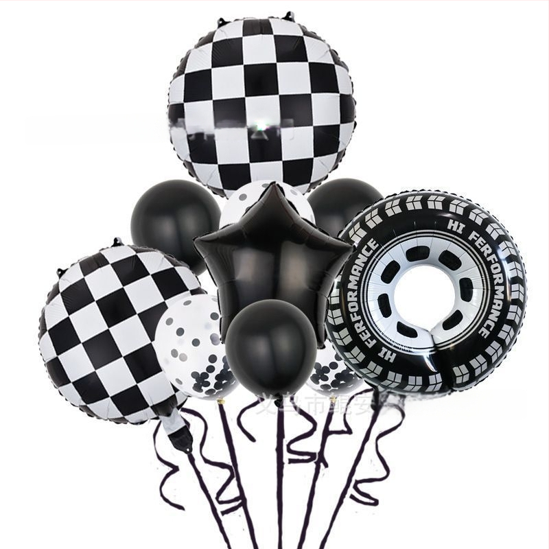 Set baloane din folie de aluminiu cu temă de curse, 18 inch, decor pentru petrecere de zi de naștere