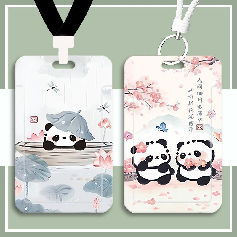 Θήκη καρτών με συρόμενο καπάκι, σε μοτίβο Panda, за карти πανεπιστημίου, карта γεύματος, επαγγελματικό ID и карта παραλαβής από νηπιαγωγείο – προστατευτικό κάλυμμα