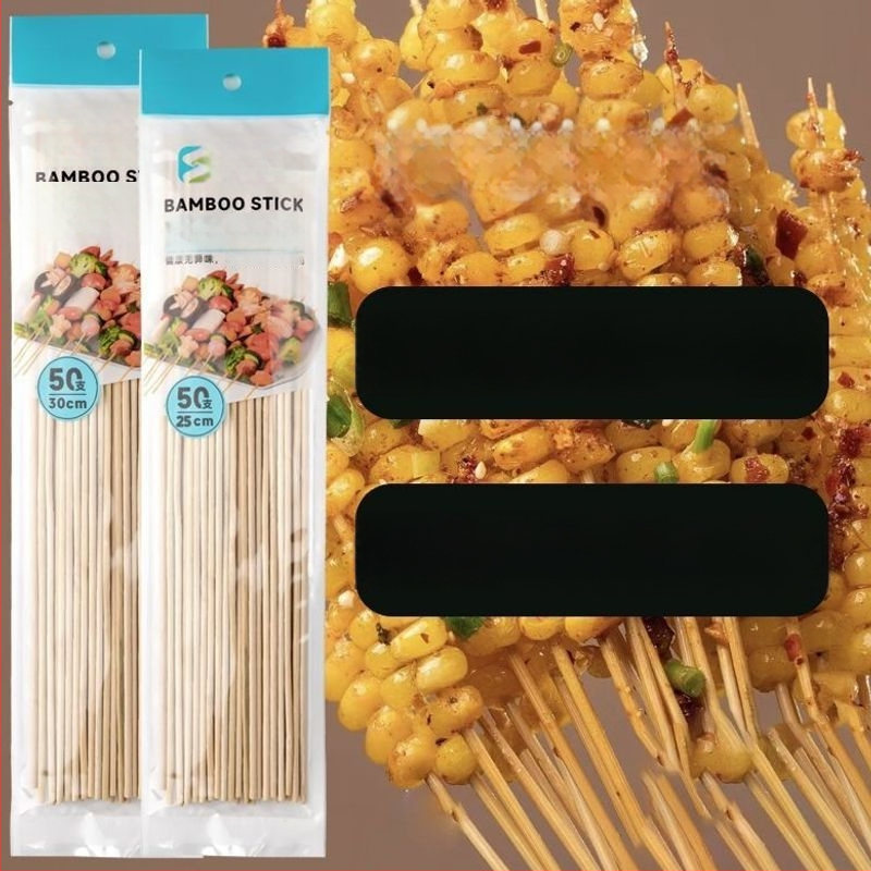 Elhasználható bambusznyárs grillhez – kolbász, odén és csípős hot pot, 25 cm hosszú, 0,15 mm vastagságú, 50 darab csomagolásonként, 2026 kiadás