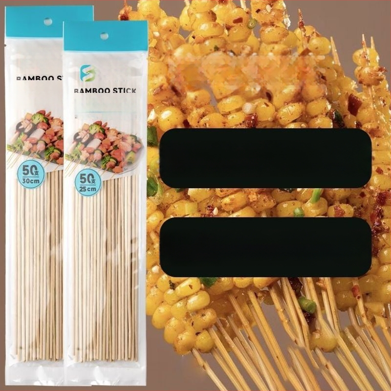 Elhasználható bambusznyárs grillhez – kolbász, odén és csípős hot pot, 25 cm hosszú, 0,15 mm vastagságú, 50 darab csomagolásonként, 2026 kiadás