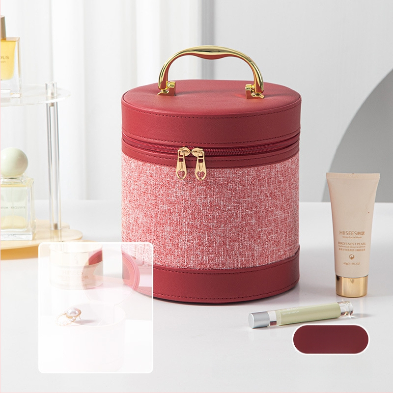 Νέα πολυτελής κασετίνα μακιγιάζ με τρισδιάστατο σχεδιασμό, φορητή θήκη μακιγιάζ με φερμουάρ, PU δέρμα, γεωμετρικό μοτίο, κλειδαριά, unisex, ιδανικό δώρο γάμου