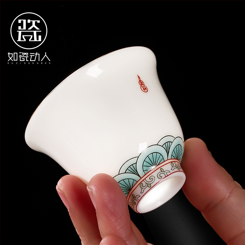 Emailezett színű Kung Fu teáskészlet fehér porcelánból — teáskanna, fedeles teáscsésze és fedeles tál otthoni tea-ceremóniához
