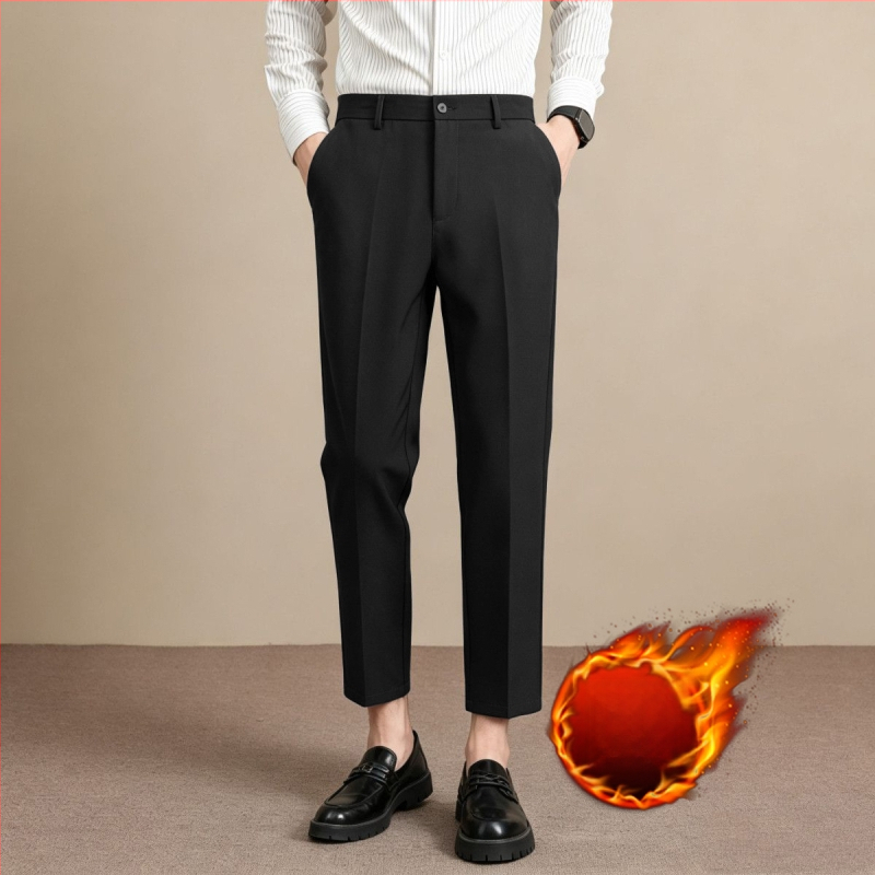 Мъжки луксозни летни костюмни панталони, Slim Straight, дължина до глезена, бизнес ежедневни, антибръчка, гладко падане