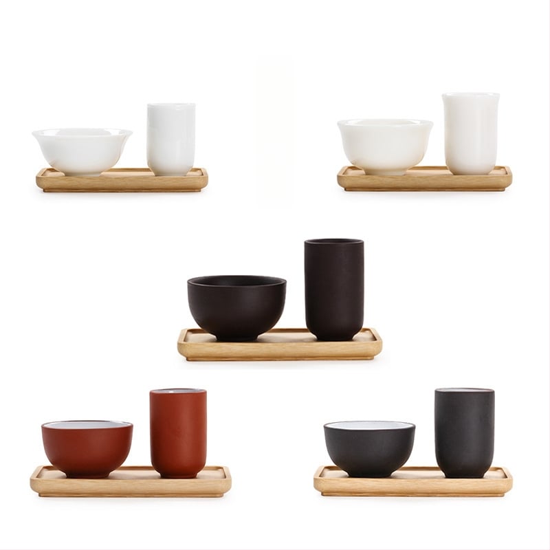 Oolong teás készlet művészi kialakítású aromás pohárral, lila agyagból készült teázó eszközök és fehér porcelán