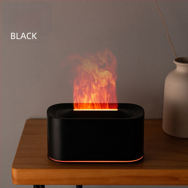 Umidificator inspirat de flacără, mic difuzor de aromă pentru birou cu flacără simulată de cărbune, iluminare ambientală colorată, difuzor de aromă inteligent
