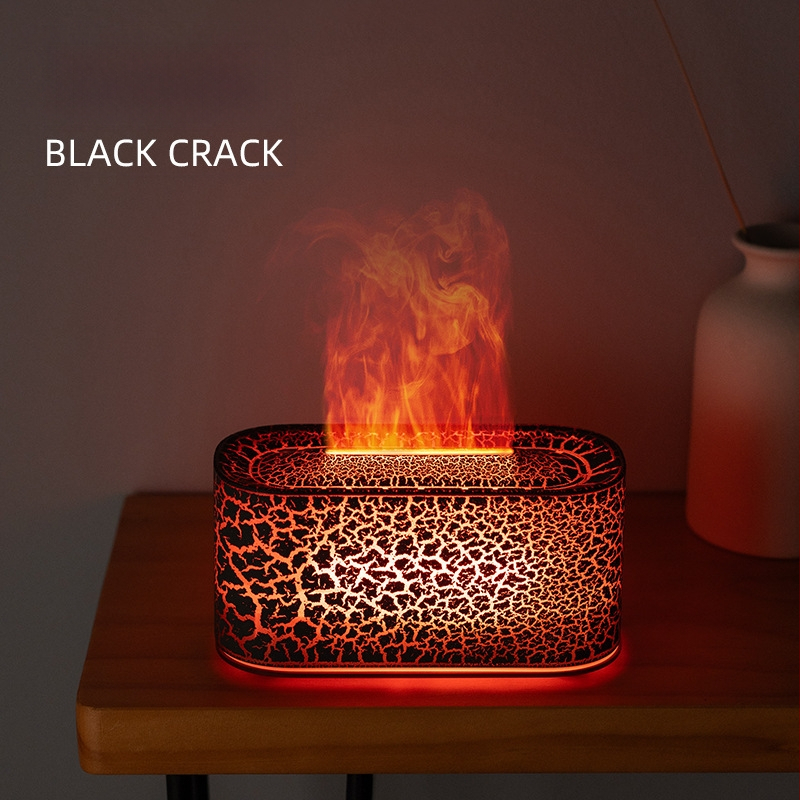 Umidificator inspirat de flacără, mic difuzor de aromă pentru birou cu flacără simulată de cărbune, iluminare ambientală colorată, difuzor de aromă inteligent