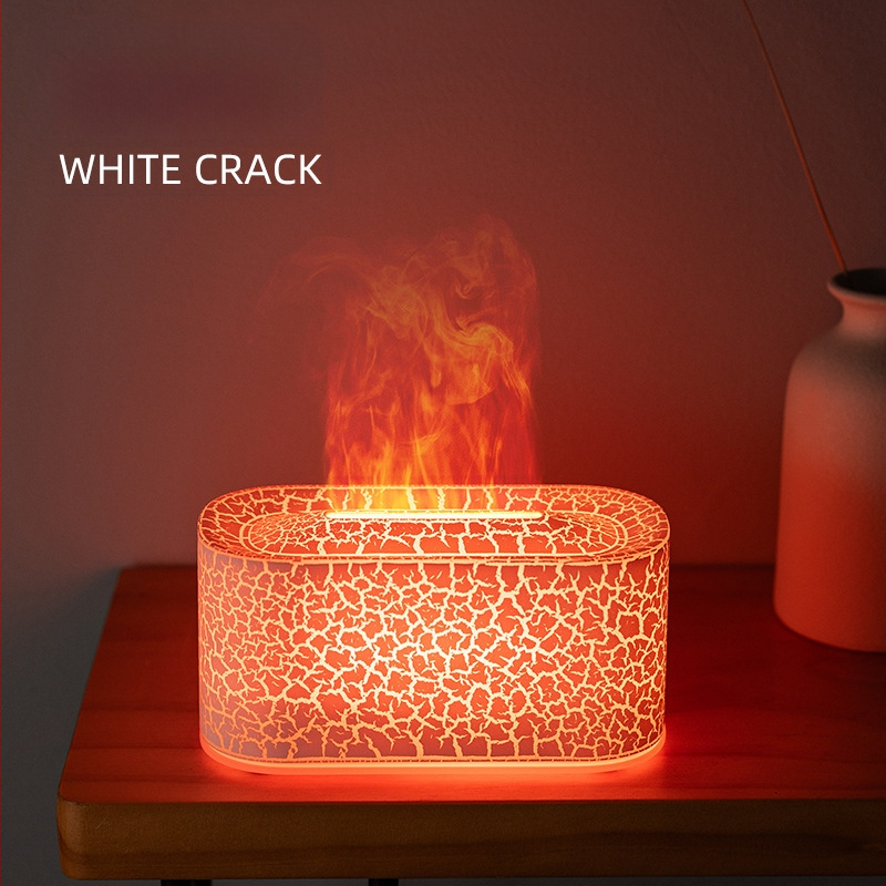 Umidificator inspirat de flacără, mic difuzor de aromă pentru birou cu flacără simulată de cărbune, iluminare ambientală colorată, difuzor de aromă inteligent