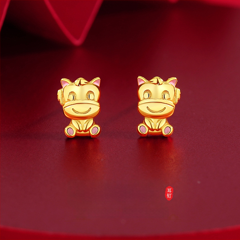 TiChia – Cercei originali cu zodiacul celor doisprezece pentru femei, argint 925, stil chinezesc, semnul calului