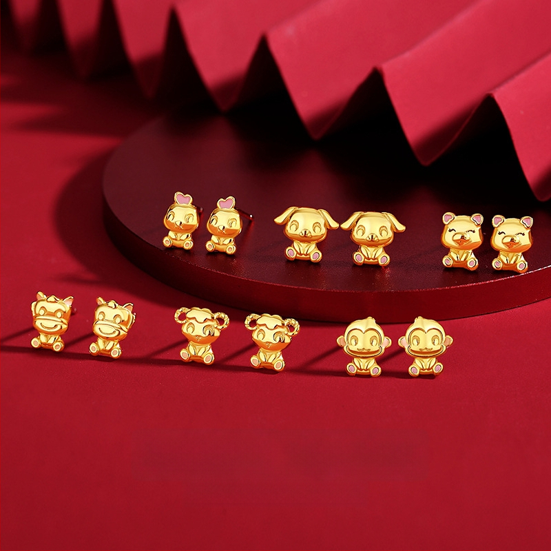 TiChia – Cercei originali cu zodiacul celor doisprezece pentru femei, argint 925, stil chinezesc, semnul calului