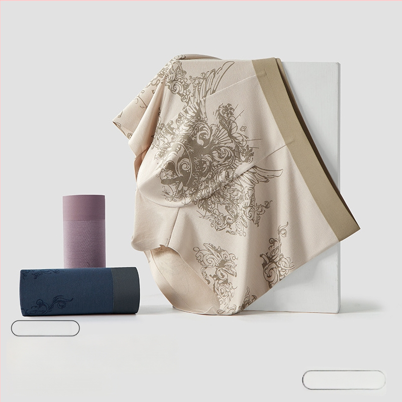 Модал мъжки боксерки, антибактериална вложка в Mulberry Silk, безшевен принт, дишащи и комфортни, голям размер