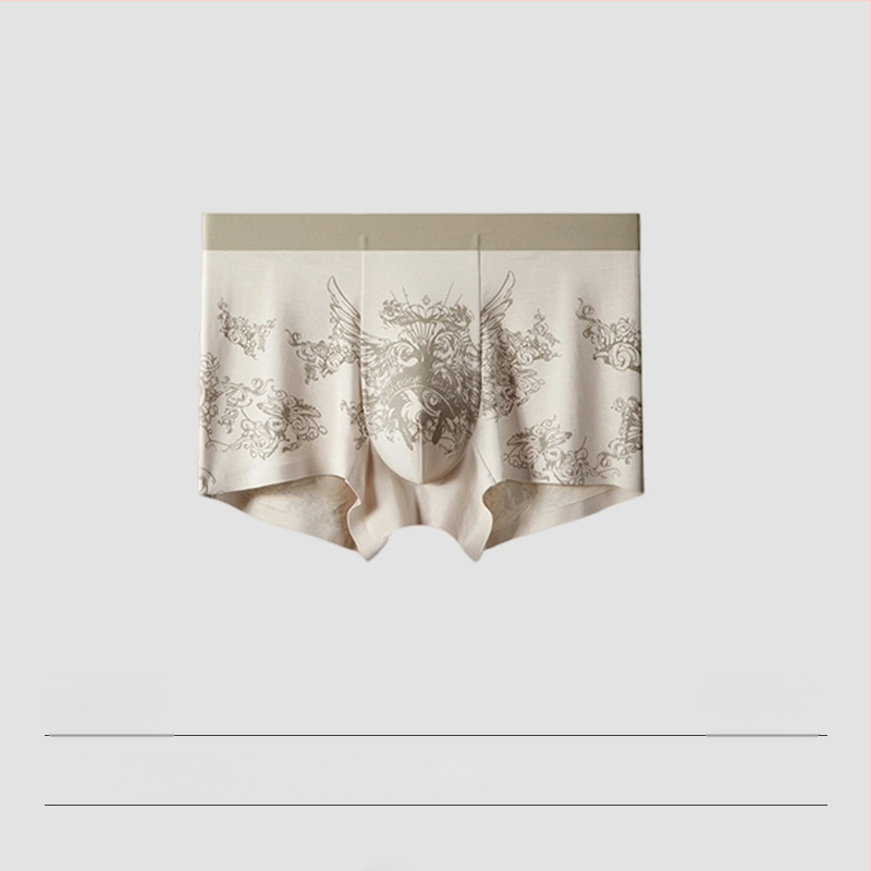 Модал мъжки боксерки, антибактериална вложка в Mulberry Silk, безшевен принт, дишащи и комфортни, голям размер