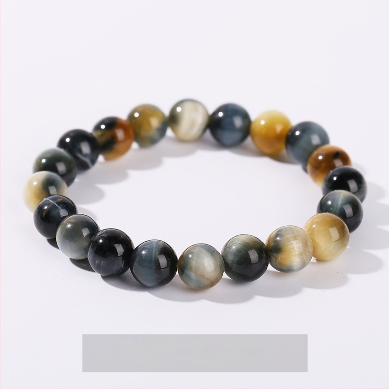 Jingdong Jewelry Brățară unisex minimalistă cu mărgele rotunde, piatră ochi de tigru galben natural, 7A