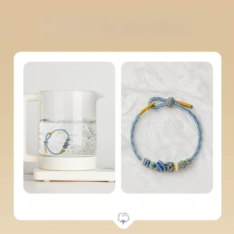 Brăţară DIY ţesută din sfoară roşie, unisex, cu accesoriu în ton aur (semi-finisat)