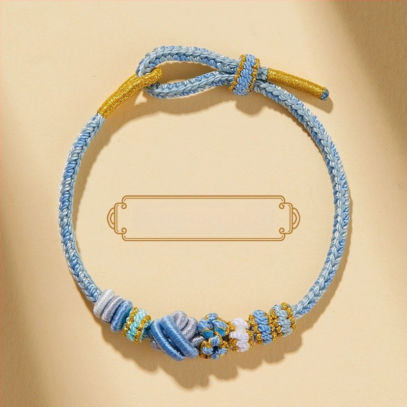 Brăţară DIY ţesută din sfoară roşie, unisex, cu accesoriu în ton aur (semi-finisat)
