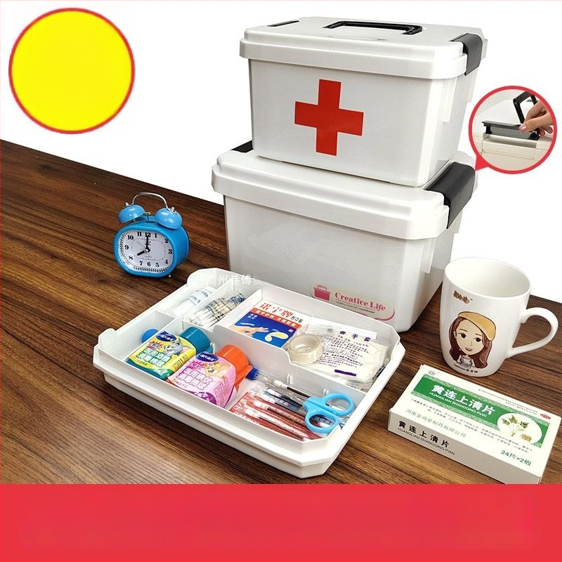 Cutie de medicamente pentru uz casnic, în dimensiuni mari și mici, trusă de prim ajutor cu măști, spațiu de depozitare multi-strat pentru familie, elevi și grădiniță.