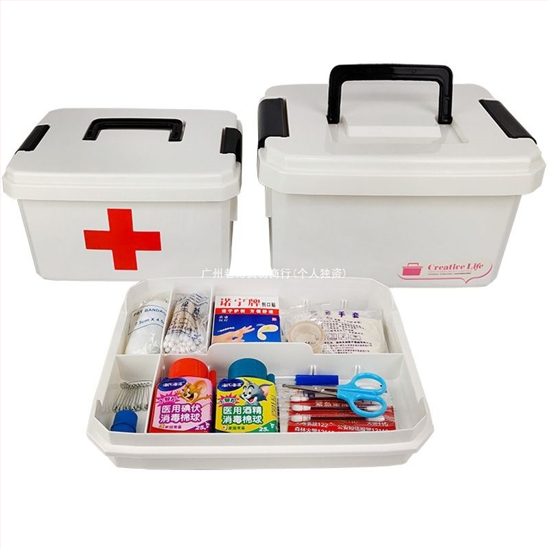 Cutie de medicamente pentru uz casnic, în dimensiuni mari și mici, trusă de prim ajutor cu măști, spațiu de depozitare multi-strat pentru familie, elevi și grădiniță.