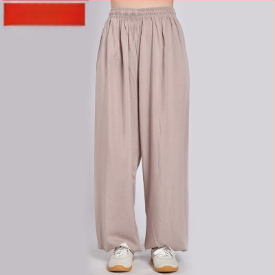 Pantaloni Tai Chi pentru femei și bărbați, material vară coton-satén, pentru exerciții matinale, spectacole și antrenament de arte marțiale, purtare acasă, stil lantern