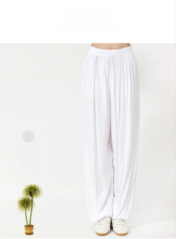 Pantaloni Tai Chi pentru femei și bărbați, material vară coton-satén, pentru exerciții matinale, spectacole și antrenament de arte marțiale, purtare acasă, stil lantern
