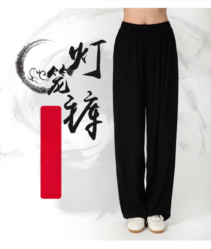 Pantaloni Tai Chi pentru femei și bărbați, material vară coton-satén, pentru exerciții matinale, spectacole și antrenament de arte marțiale, purtare acasă, stil lantern