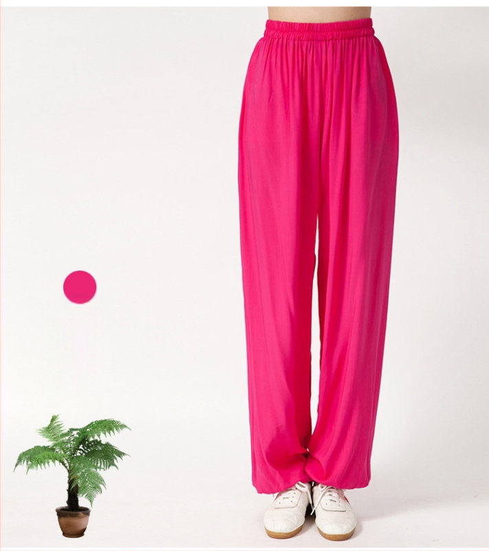 Pantaloni Tai Chi pentru femei și bărbați, material vară coton-satén, pentru exerciții matinale, spectacole și antrenament de arte marțiale, purtare acasă, stil lantern