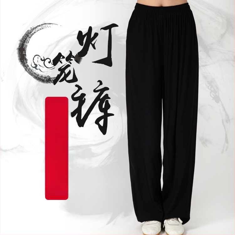 Pantaloni Tai Chi pentru femei și bărbați, material vară coton-satén, pentru exerciții matinale, spectacole și antrenament de arte marțiale, purtare acasă, stil lantern