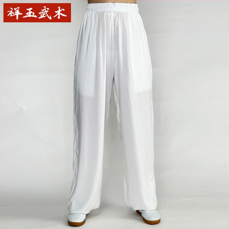 Pantaloni Tai Chi pentru femei și bărbați, material vară coton-satén, pentru exerciții matinale, spectacole și antrenament de arte marțiale, purtare acasă, stil lantern