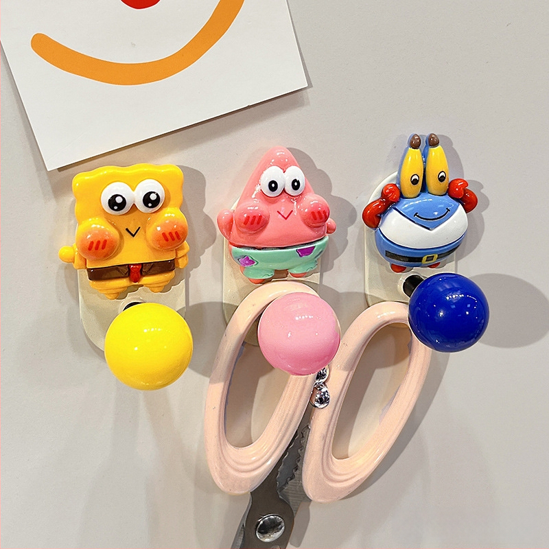 Mágneses, fúrás nélküli ajtóakasztó, műanyag egyetlen kampó bejárati ajtóhoz, SpongeBob dekoráció, hűtőmágnes