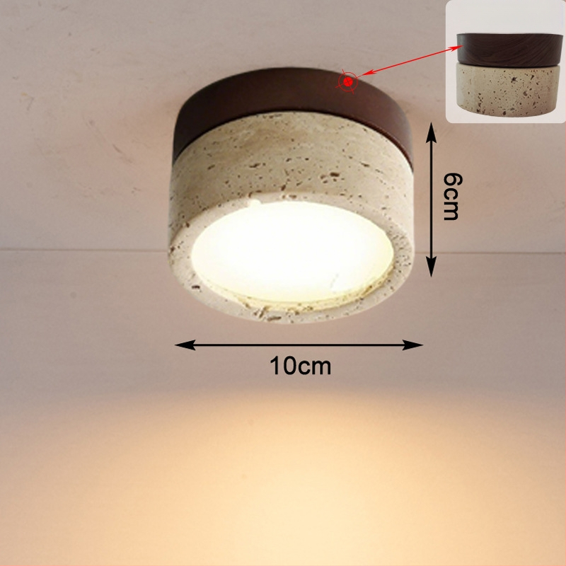 Νέο ultra-λεπτό επιφανειακό downlight σε στυλ Wabi-Sabi για ρετρό υπνοδωμάτιο και σαλόνι, φινίρισμα κίτρινο τραβερτίνης