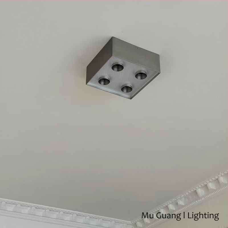 Баухаус вдъхновена ретро LED повърхностно монтирана downlight, квадратна таванна лампа за хол и спалня, алуминиево тяло, акрилен дифузьор, 220V, CRI≥95