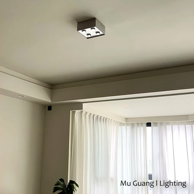 Баухаус вдъхновена ретро LED повърхностно монтирана downlight, квадратна таванна лампа за хол и спалня, алуминиево тяло, акрилен дифузьор, 220V, CRI≥95