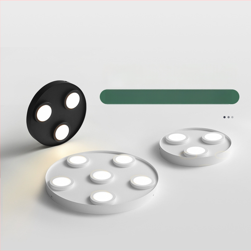 Υπερ-λεπτό LED κυκλικό οροφής downlight, αντιθαμπό, με τρεις κεφαλές, μοντέρνος μινιμαλιστικός σχεδιασμός, επιφανειακή εγκατάσταση, κατάλληλο για υπνοδωμάτιο και σαλονι, χωρίς κεντρικό φως