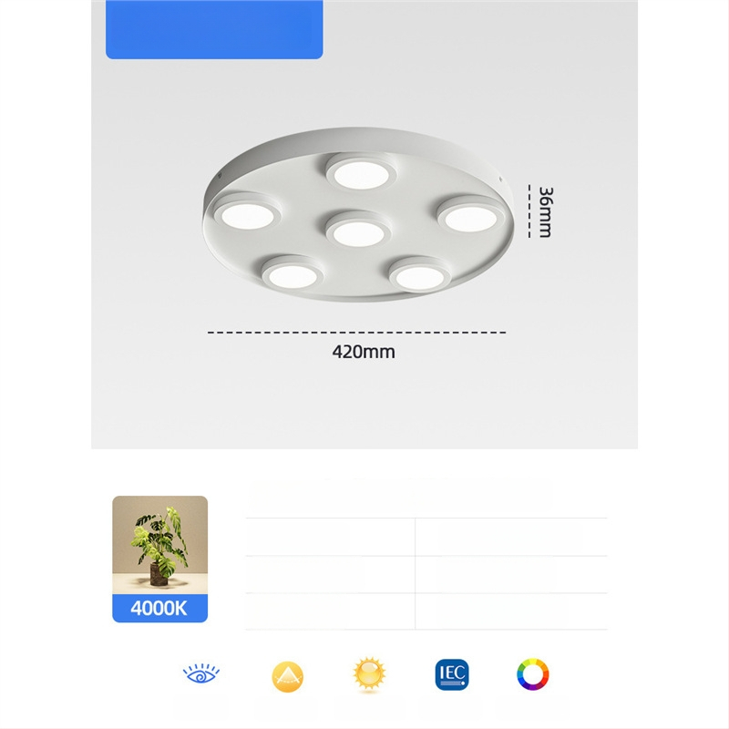 Υπερ-λεπτό LED κυκλικό οροφής downlight, αντιθαμπό, με τρεις κεφαλές, μοντέρνος μινιμαλιστικός σχεδιασμός, επιφανειακή εγκατάσταση, κατάλληλο για υπνοδωμάτιο και σαλονι, χωρίς κεντρικό φως