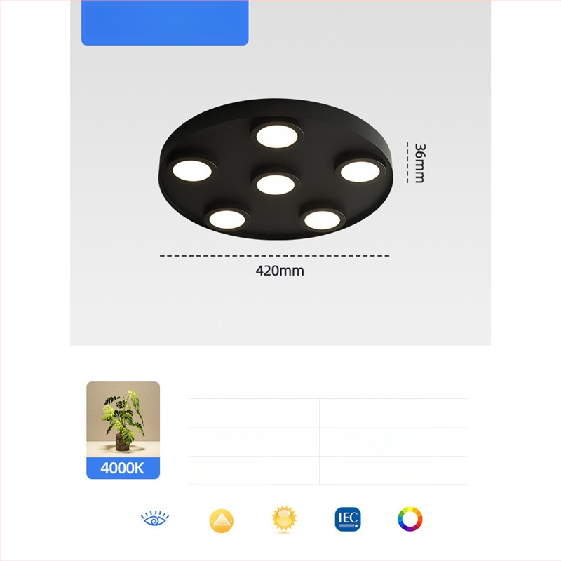 Υπερ-λεπτό LED κυκλικό οροφής downlight, αντιθαμπό, με τρεις κεφαλές, μοντέρνος μινιμαλιστικός σχεδιασμός, επιφανειακή εγκατάσταση, κατάλληλο για υπνοδωμάτιο και σαλονι, χωρίς κεντρικό φως
