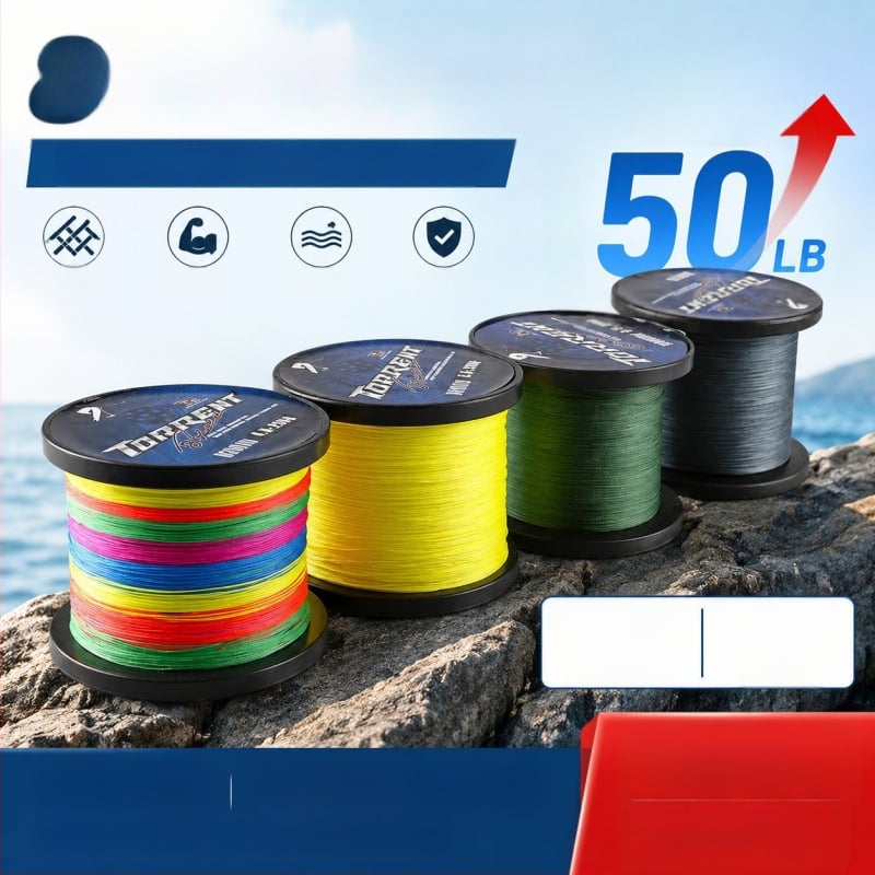 Conrad 1000 m linie de pescuit PE multicolor, linie principală împletită Dyneema, 8 fibre