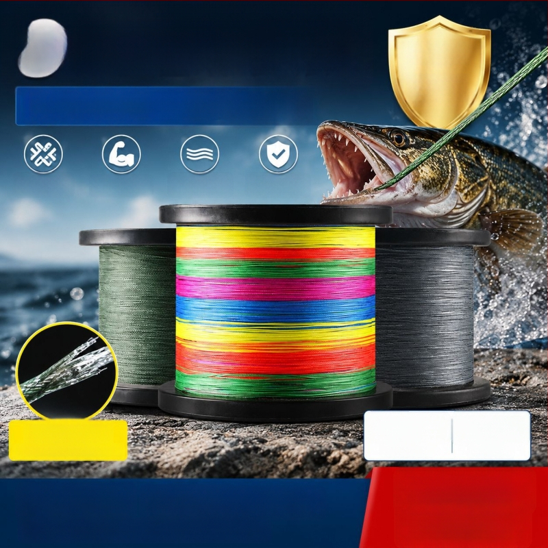 Conrad 1000 m linie de pescuit PE multicolor, linie principală împletită Dyneema, 8 fibre