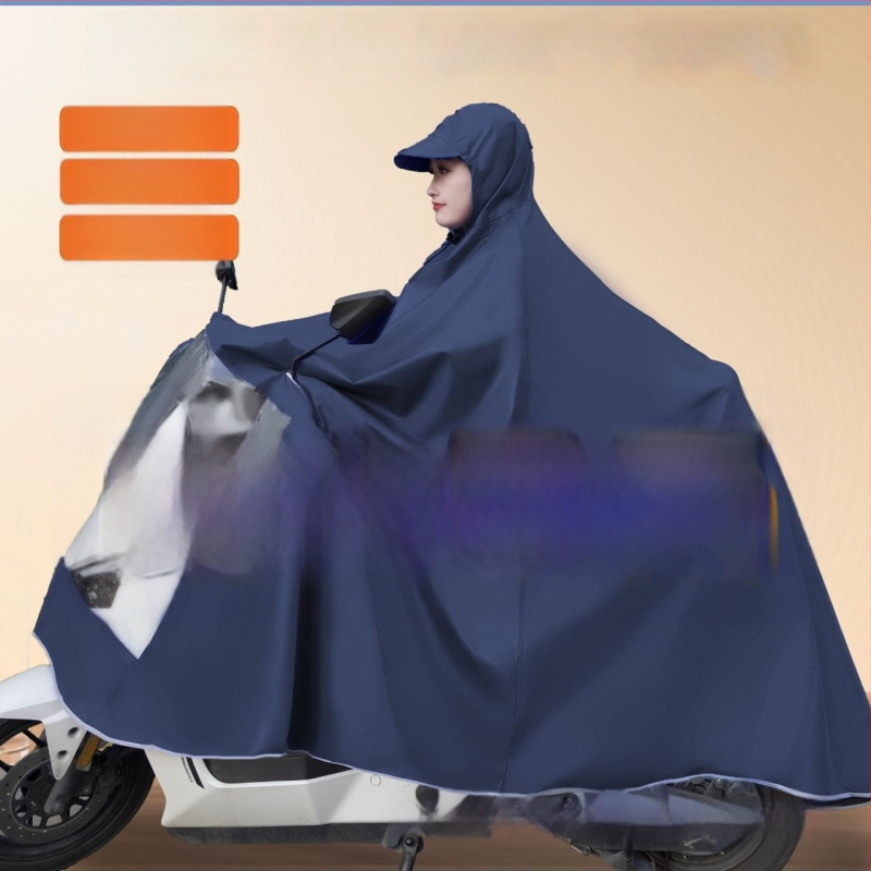 Esőköpeny elektromos biciklikhez és motorkerékpárokhoz, esőponcho, viharálló, megnagyobbított és megerősített, egy vagy két utas számára, puha anyag.