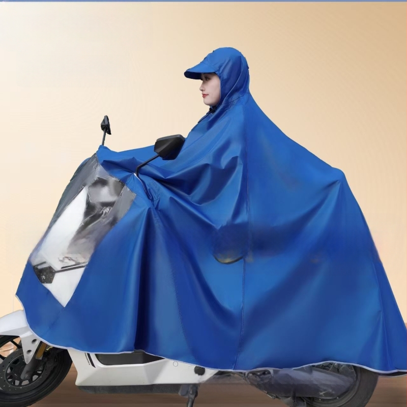 Esőköpeny elektromos biciklikhez és motorkerékpárokhoz, esőponcho, viharálló, megnagyobbított és megerősített, egy vagy két utas számára, puha anyag.