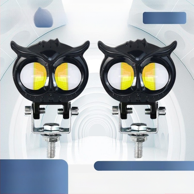 Ultra‑fényes LED reflektor motorkerékpárhoz és elektromos járműhöz, sárga/fehér váltó fény, magas és alacsony fény, univerzális 12-85V