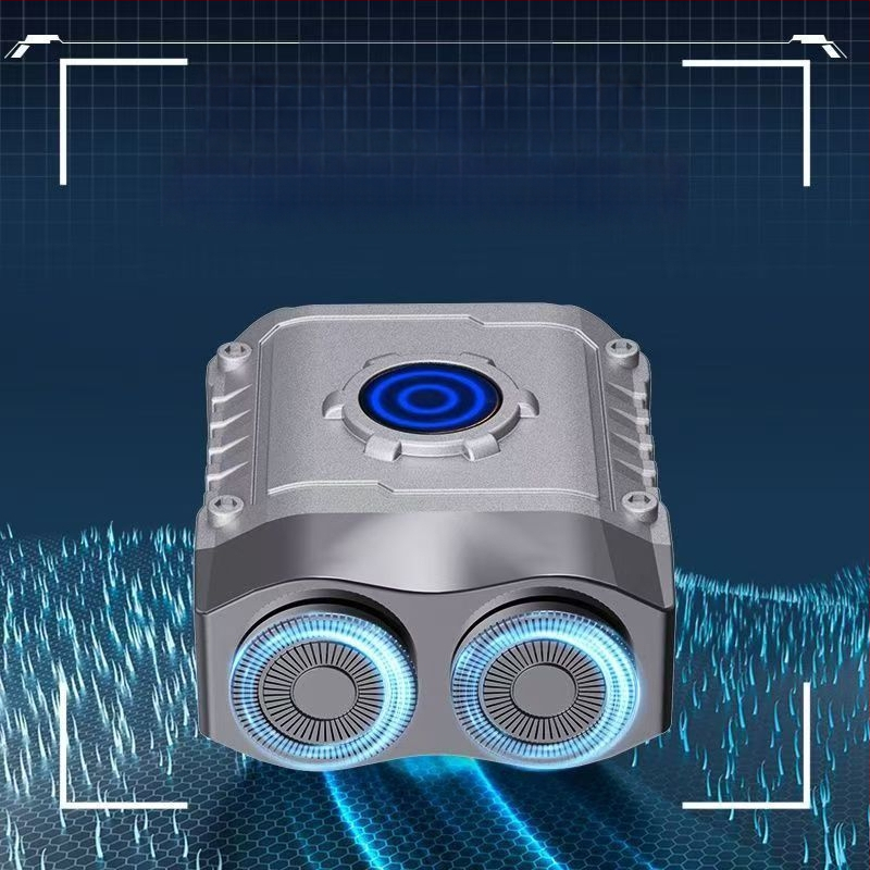 Vízálló mini elektromos borotva férfiak számára, utazó méret, forgó kétfejű fej, alumíniumötvözet test, nedves/száraz használat, újratölthető