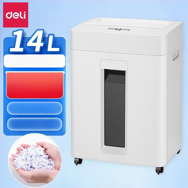 Deli 9920_ Θρυμματιστής εγγράφων με ασφάλεια επιπέδου 4 για γραφείο και οικιακή χρήση, ορατός κάδος, ισχυρή απόδοση, κόβει 6 φύλλα κάθε φορά, 14 L