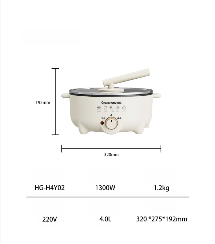 Wok electric antiaderent și oală electrică, toate într-unul, capacitate mare 4–5 L pentru abur, fierbere și prăjire