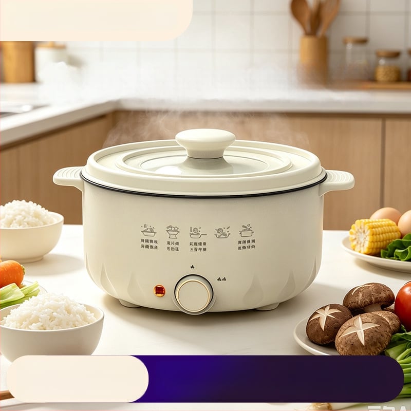 Wok electric antiaderent și oală electrică, toate într-unul, capacitate mare 4–5 L pentru abur, fierbere și prăjire